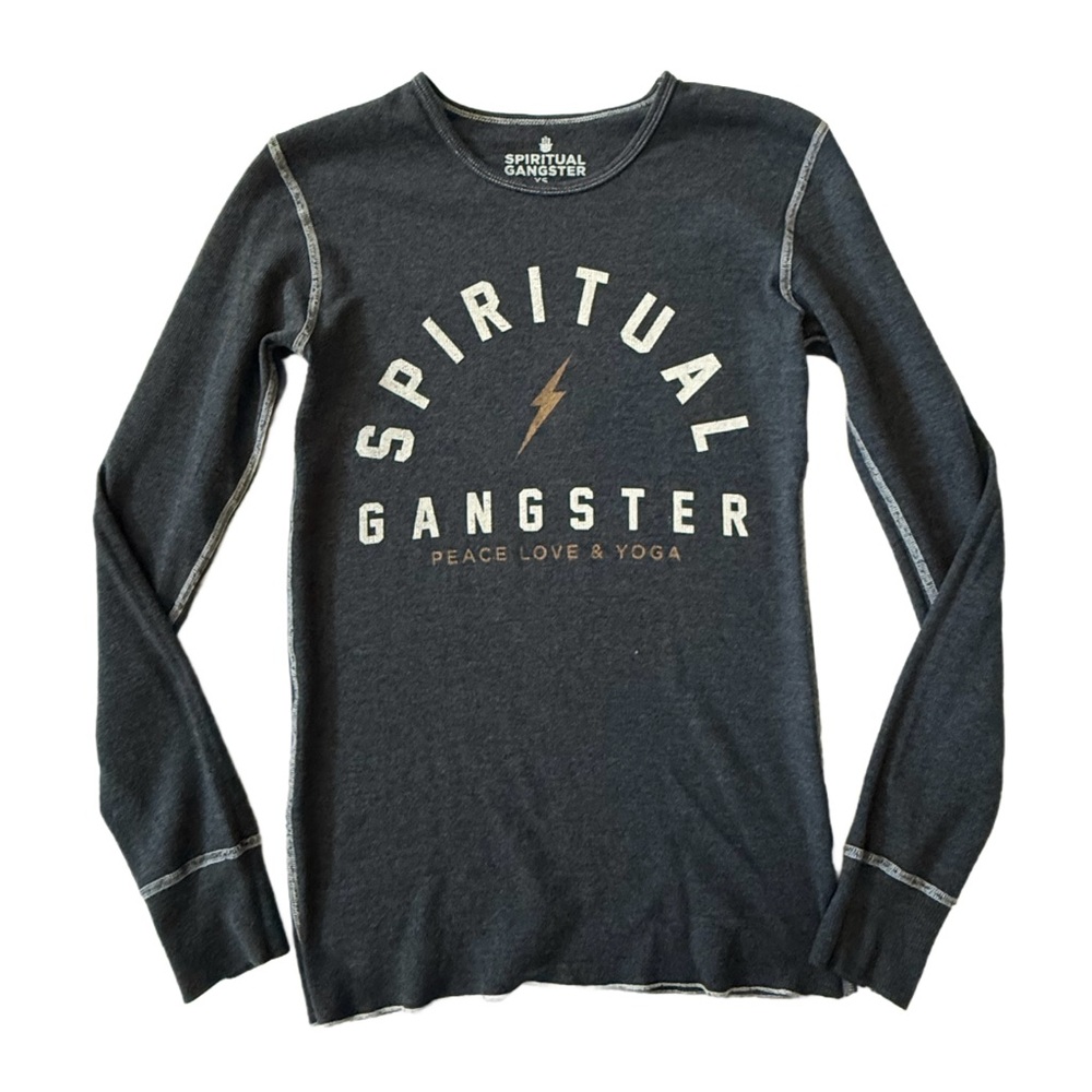 Spiritual Gangster Long Sleeve Thermal Shirt - Heather Navy